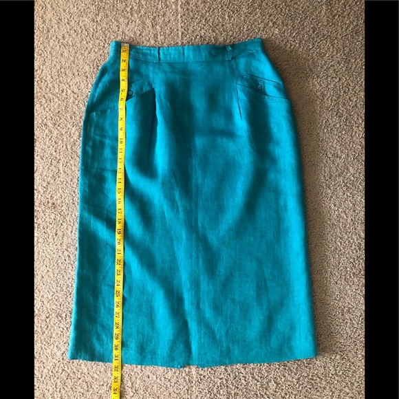 Escada Linen Exclusive Skirt Sz M(Euro 40)Midi Elegance Pockets Gorgeous Vintage - Picture 4 of 13